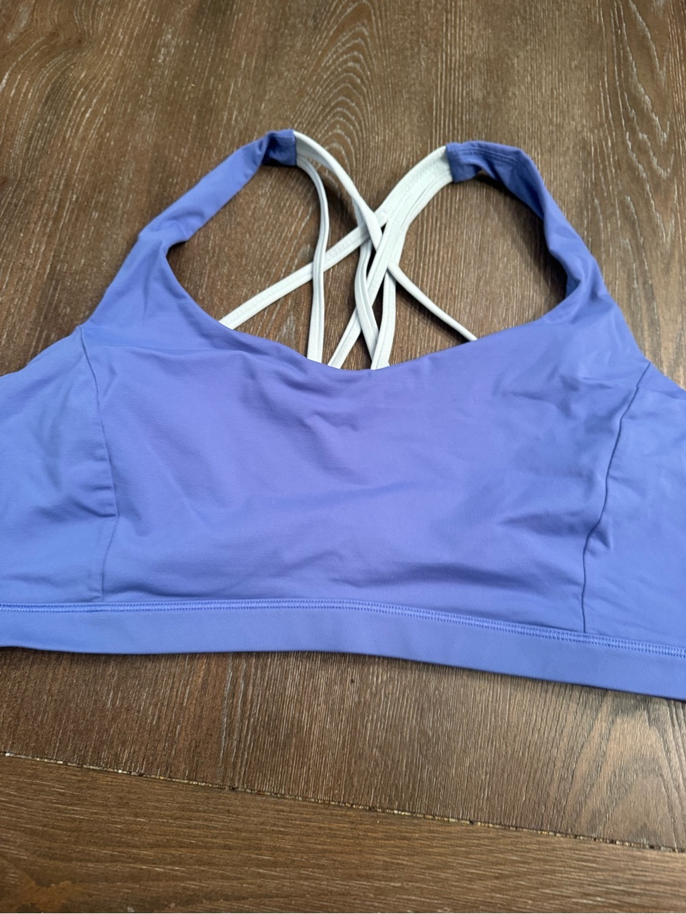 lululemon athletica Periwinkle Crossback Sports Bra with White Straps